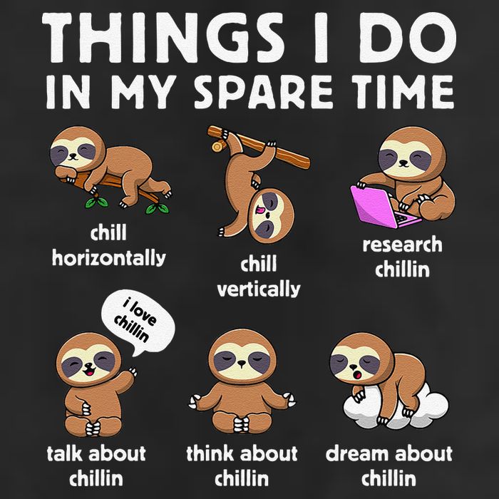 Things I Do In My Spare Time Chilling Sloth Cute Kawaii Golf Towel