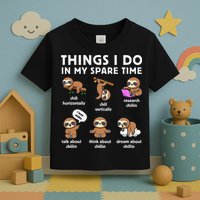 Things I Do In My Spare Time Chilling Sloth Cute Kawaii Toddler T-Shirt