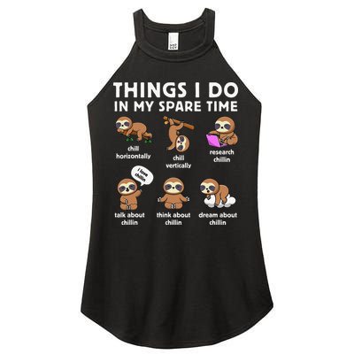 Things I Do In My Spare Time Chilling Sloth Cute Kawaii Women's Perfect Tri Rocker Tank