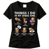 Things I Do In My Spare Time Chilling Sloth Cute Kawaii Womens T-Shirt