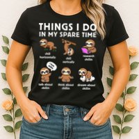 Things I Do In My Spare Time Chilling Sloth Cute Kawaii Womens T-Shirt