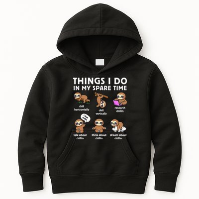 Things I Do In My Spare Time Chilling Sloth Cute Kawaii Kids Hoodie