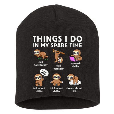 Things I Do In My Spare Time Chilling Sloth Cute Kawaii Short Acrylic Beanie