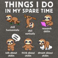 Things I Do In My Spare Time Chilling Sloth Cute Kawaii Cotton Canvas Backpack