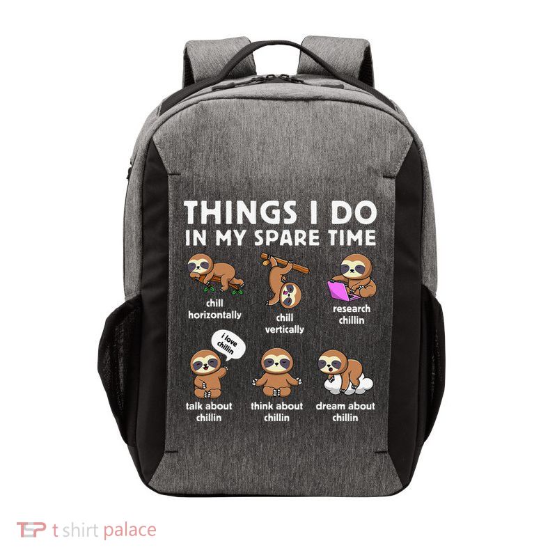 Things I Do In My Spare Time Chilling Sloth Cute Kawaii Vector Backpack