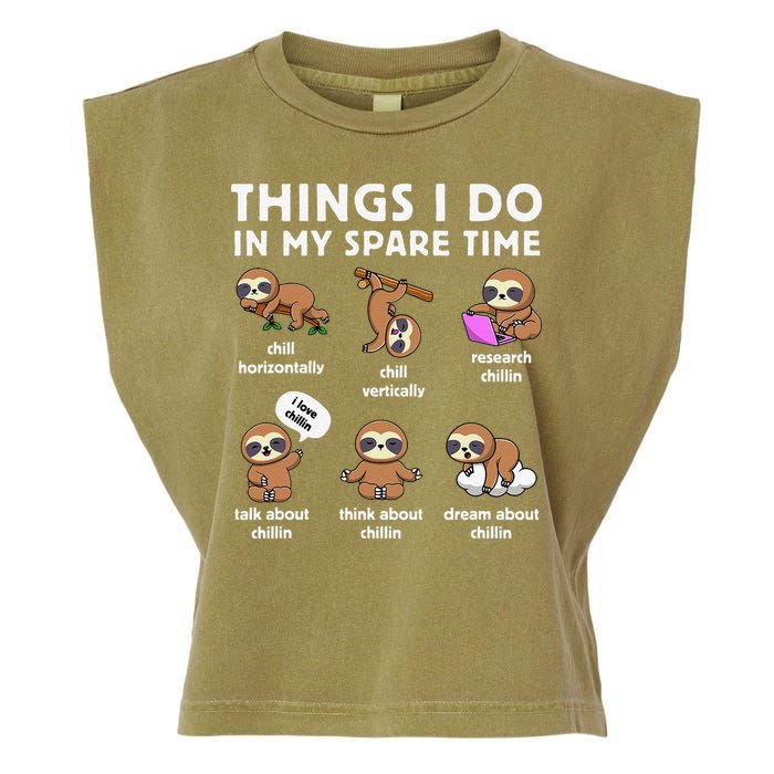 Things I Do In My Spare Time Chilling Sloth Cute Kawaii Garment-Dyed Women's Muscle Tee