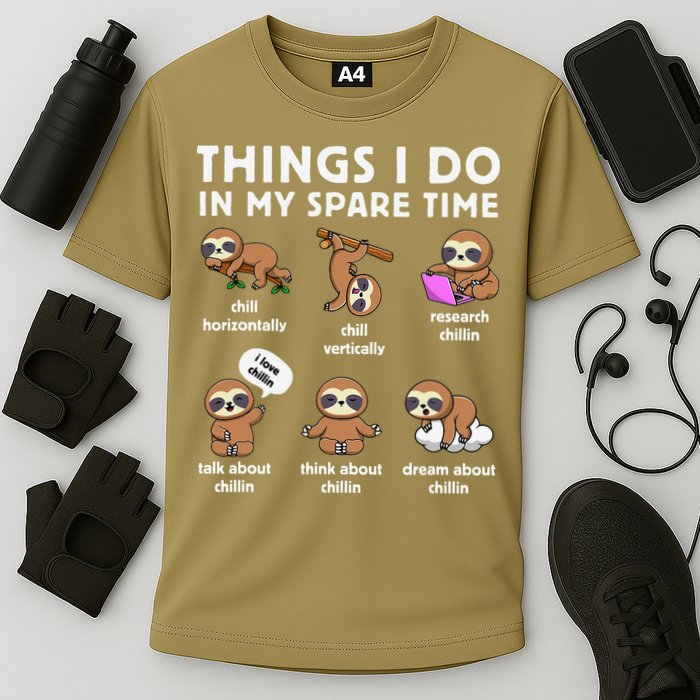 Things I Do In My Spare Time Chilling Sloth Cute Kawaii Performance Shirt