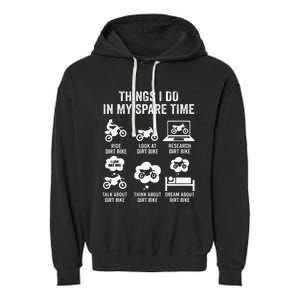 Things I Do In My Spare Time Funny Dirt Bike Motocross Biker Garment-Dyed Fleece Hoodie