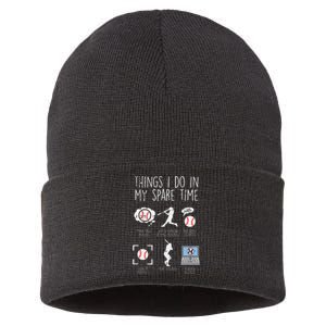 Things I Do Spare Time Baseball Funny Player Sustainable Knit Beanie