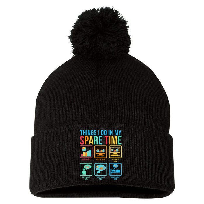 Things I Do In My Spare Time Statistics Data Science Pom Pom 12in Knit Beanie