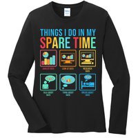 Things I Do In My Spare Time Statistics Data Science Ladies Long Sleeve Shirt