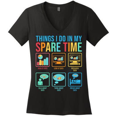 Things I Do In My Spare Time Statistics Data Science Women's V-Neck T-Shirt