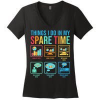 Things I Do In My Spare Time Statistics Data Science Women's V-Neck T-Shirt