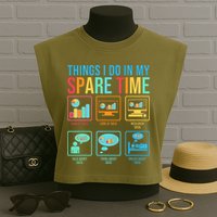 Things I Do In My Spare Time Statistics Data Science Garment-Dyed Women's Muscle Tee