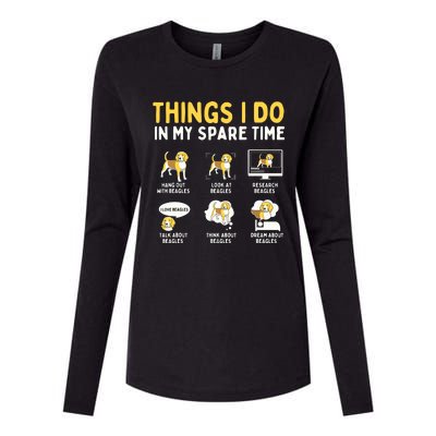 Things I Do In My Spare Time Beagle Dog Owner Animal Lover Womens Cotton Relaxed Long Sleeve T-Shirt