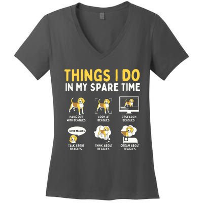 Things I Do In My Spare Time Beagle Dog Owner Animal Lover Women's V-Neck T-Shirt