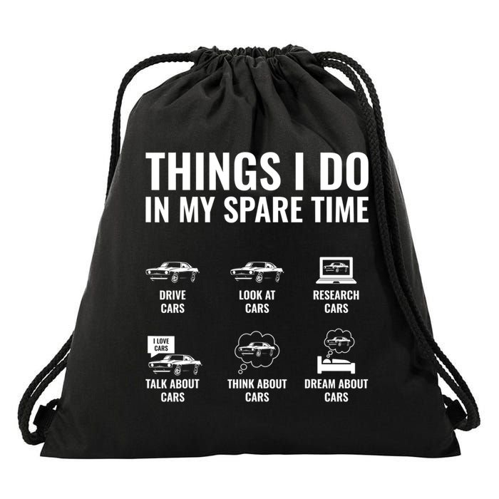 Things I Do In My Spare Time Funny Car Guy Car Enthusiast Drawstring Bag