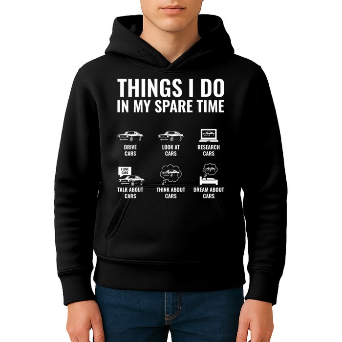 Things I Do In My Spare Time Funny Car Guy Car Enthusiast Kids Hoodie