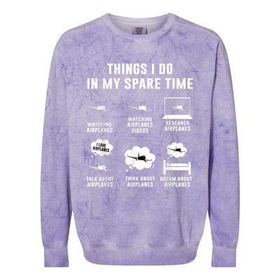 Things I Do In My Spare Time Airplane Colorblast Crewneck Sweatshirt