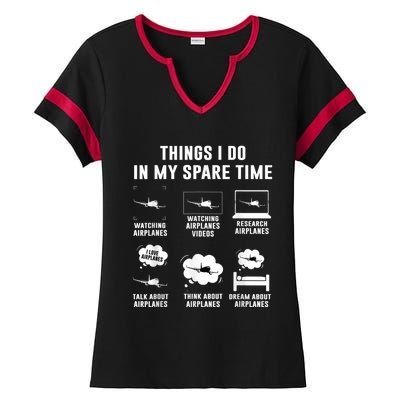 Things I Do In My Spare Time Airplane Ladies Halftime Notch Neck Tee