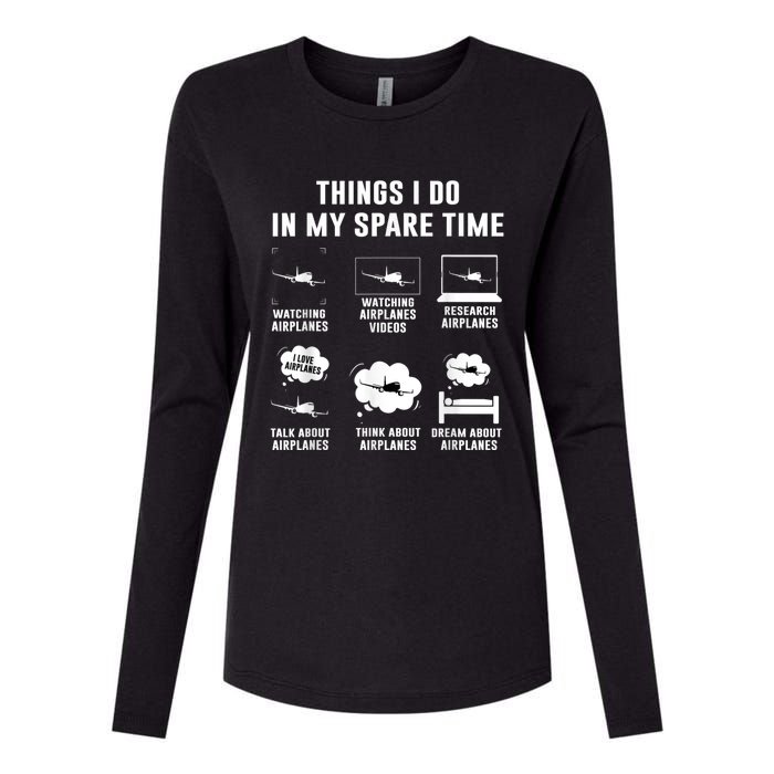 Things I Do In My Spare Time Airplane Womens Cotton Relaxed Long Sleeve T-Shirt