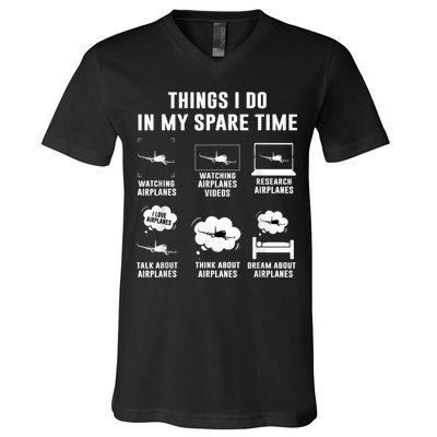 Things I Do In My Spare Time Airplane V-Neck T-Shirt