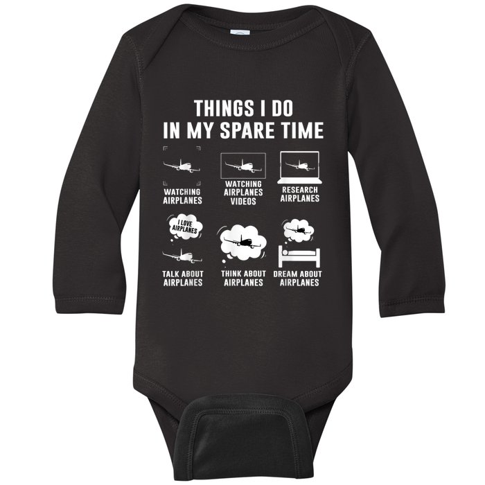 Things I Do In My Spare Time Airplane Baby Long Sleeve Bodysuit