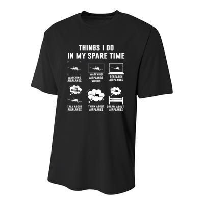 Things I Do In My Spare Time Airplane Youth Performance Sprint T-Shirt