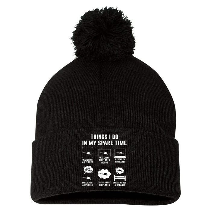 Things I Do In My Spare Time Airplane Pom Pom 12in Knit Beanie