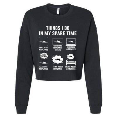 Things I Do In My Spare Time Airplane Cropped Pullover Crew