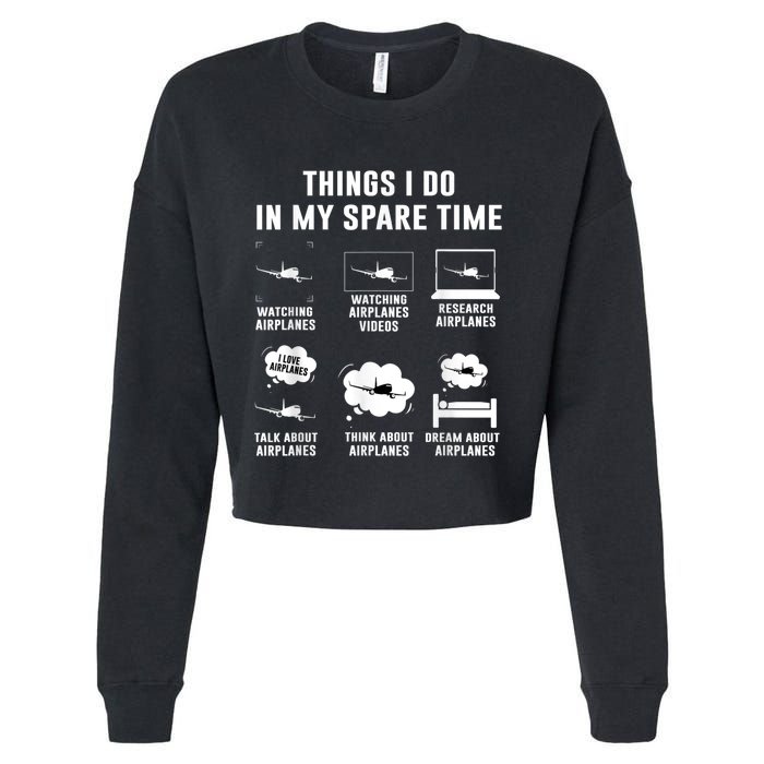 Things I Do In My Spare Time Airplane Cropped Pullover Crew