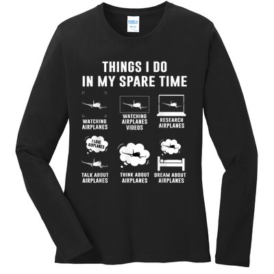 Things I Do In My Spare Time Airplane Ladies Long Sleeve Shirt