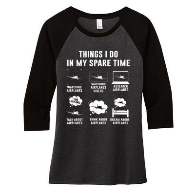 Things I Do In My Spare Time Airplane Women's Tri-Blend 3/4-Sleeve Raglan Shirt