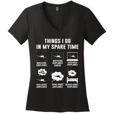 Things I Do In My Spare Time Airplane Women's V-Neck T-Shirt