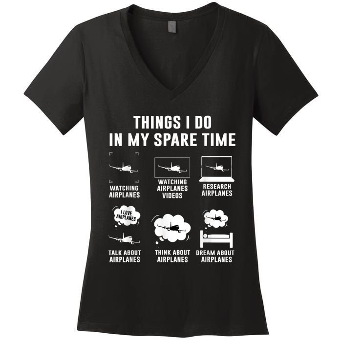 Things I Do In My Spare Time Airplane Women's V-Neck T-Shirt