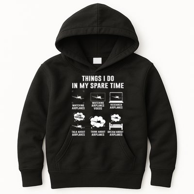 Things I Do In My Spare Time Airplane Kids Hoodie