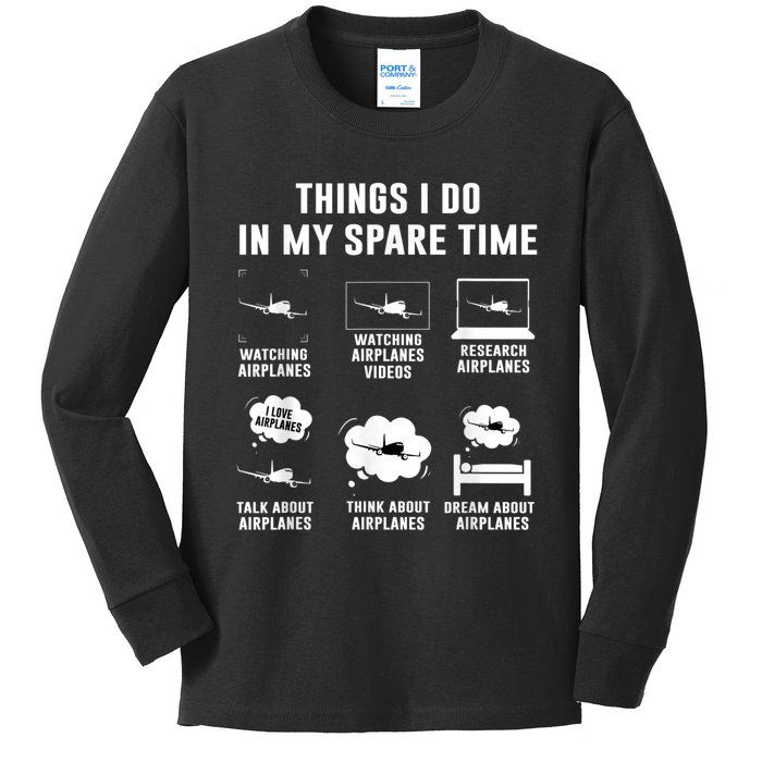 Things I Do In My Spare Time Airplane Kids Long Sleeve Shirt