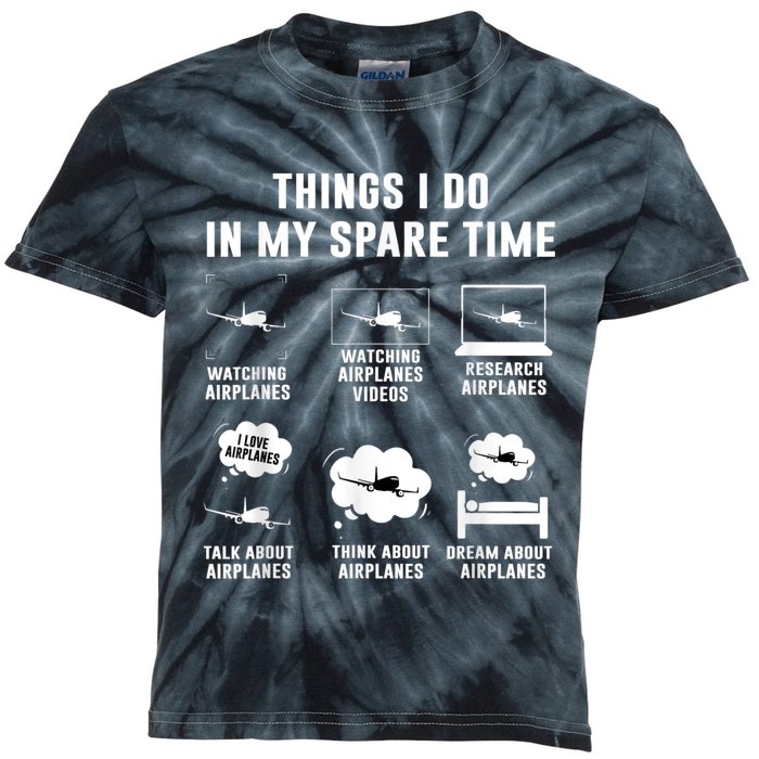 Things I Do In My Spare Time Airplane Kids Tie-Dye T-Shirt