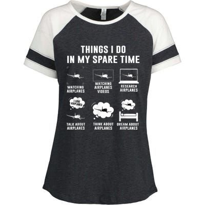 Things I Do In My Spare Time Airplane Enza Ladies Jersey Colorblock Tee