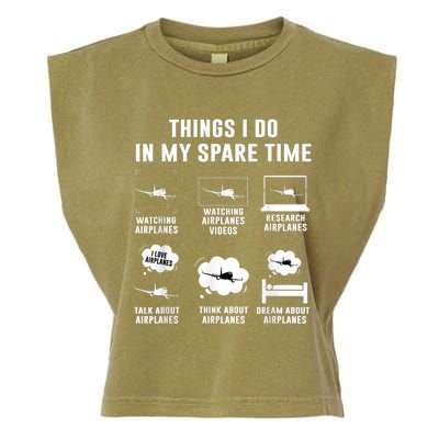 Things I Do In My Spare Time Airplane Garment-Dyed Women's Muscle Tee