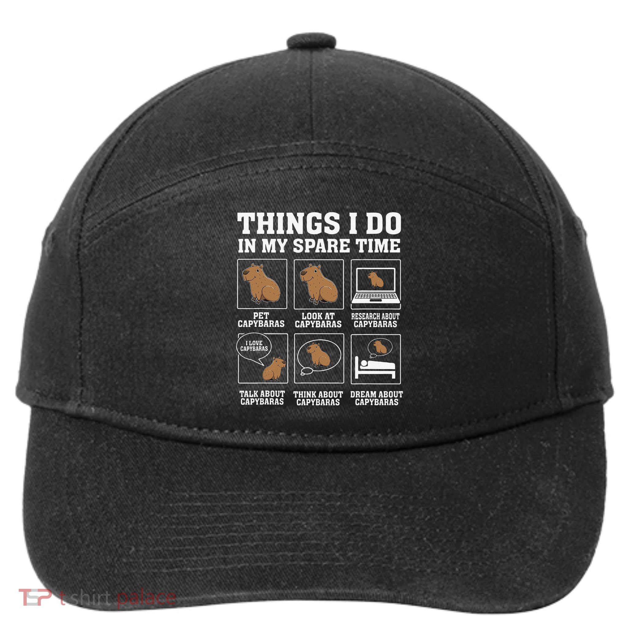 Things I Do In My Spare Time Capybara Funny Rodent 7-Panel Snapback Hat