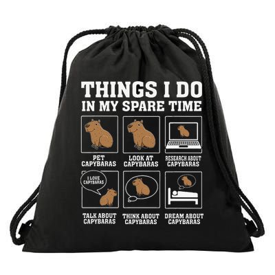 Things I Do In My Spare Time Capybara Funny Rodent Drawstring Bag