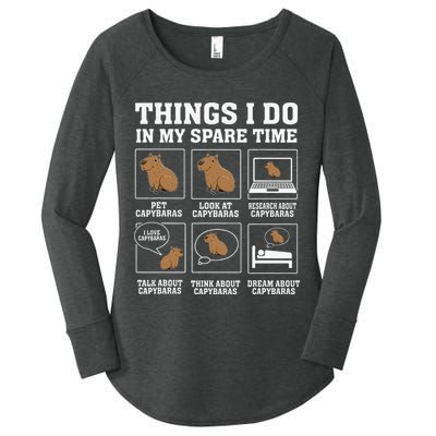 Things I Do In My Spare Time Capybara Funny Rodent Women's Perfect Tri Tunic Long Sleeve Shirt