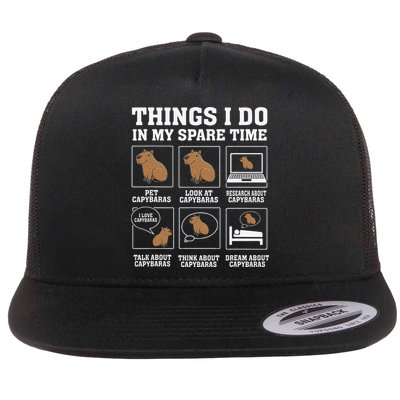 Things I Do In My Spare Time Capybara Funny Rodent Flat Bill Trucker Hat