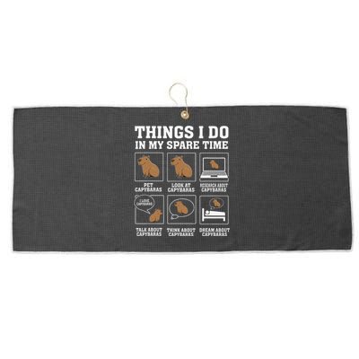 Things I Do In My Spare Time Capybara Funny Rodent Large Microfiber Waffle Golf Towel