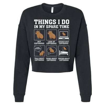 Things I Do In My Spare Time Capybara Funny Rodent Cropped Pullover Crew