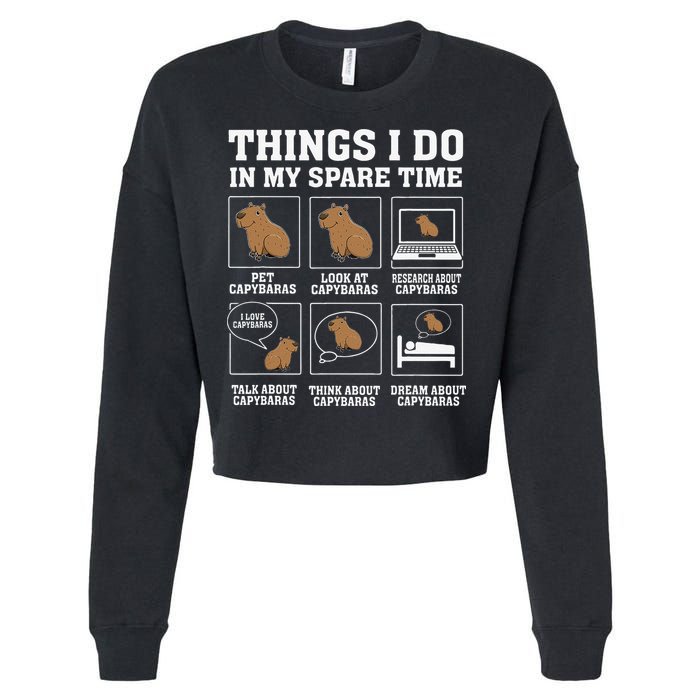 Things I Do In My Spare Time Capybara Funny Rodent Cropped Pullover Crew