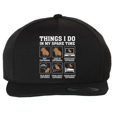 Things I Do In My Spare Time Capybara Funny Rodent Wool Snapback Cap