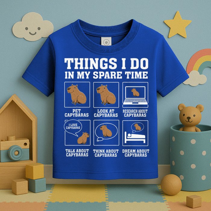 Things I Do In My Spare Time Capybara Funny Rodent Toddler T-Shirt