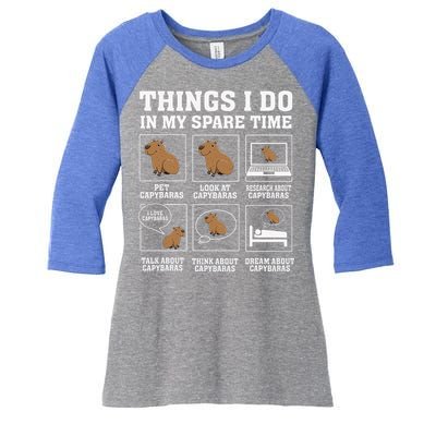 Things I Do In My Spare Time Capybara Funny Rodent Women's Tri-Blend 3/4-Sleeve Raglan Shirt